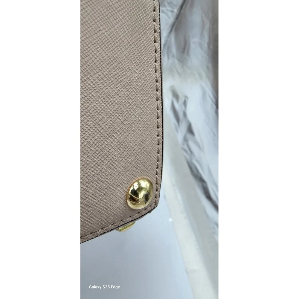 Michael Kors Selma Studded Saffiano Leather Tote Bag Blush Pink Gold Hardware